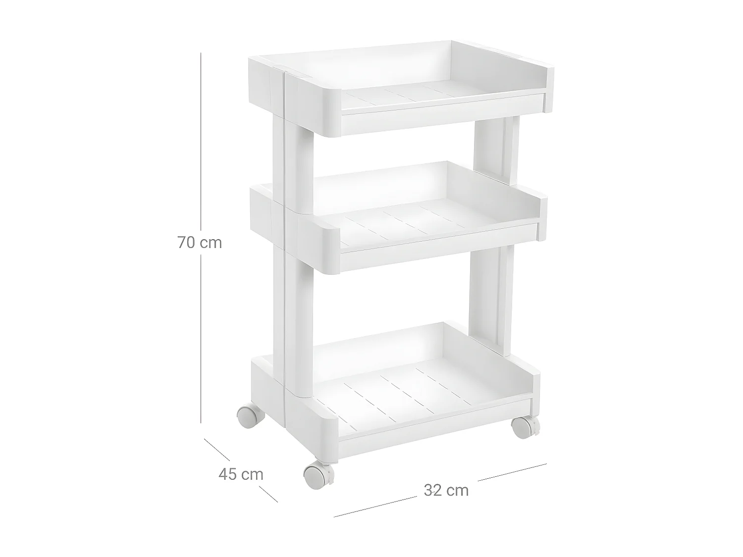 Étagère sur roulettes 3 blanche 45 x 32 x 70 cm 12_0002868