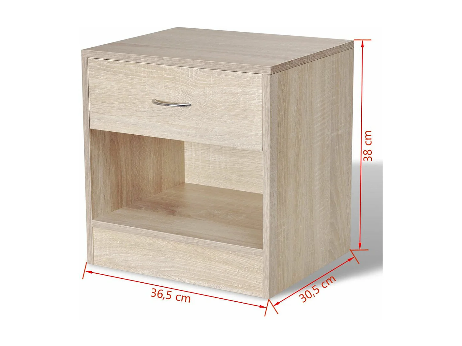 Mesita de noche cómoda muebles de dormitorio 2 piezas con cajón color roble 1402135