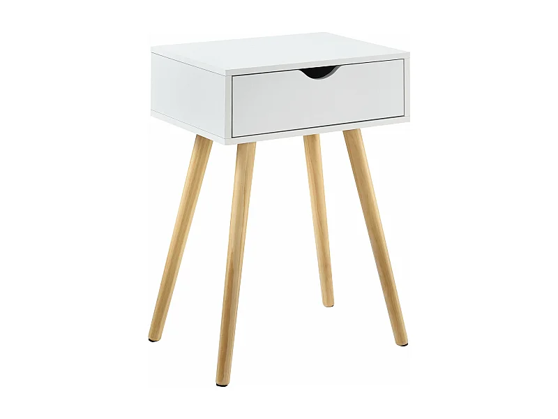 Comodino comodino con cassettiera contenitore gambe tavolo in pino 60 cm bianco 03_0003141