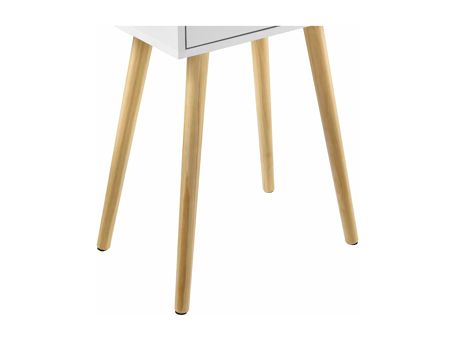 Mesita de noche con cómoda mueble de almacenaje patas de pino 60 cm blanco 03_0003141