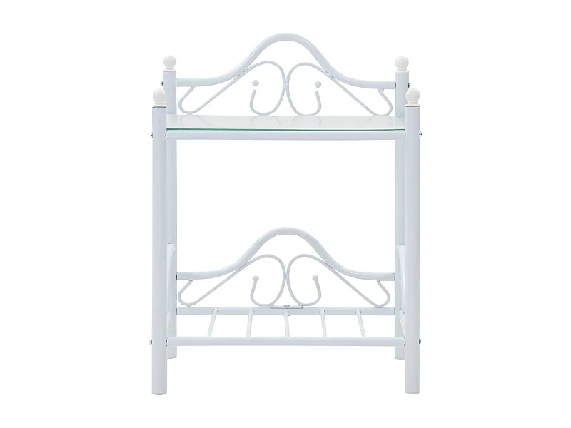 Mesita de noche cómoda armario mueble dormitorio acero y vidrio templado 45 x 30 5 x 60 cm blanco 1402031
