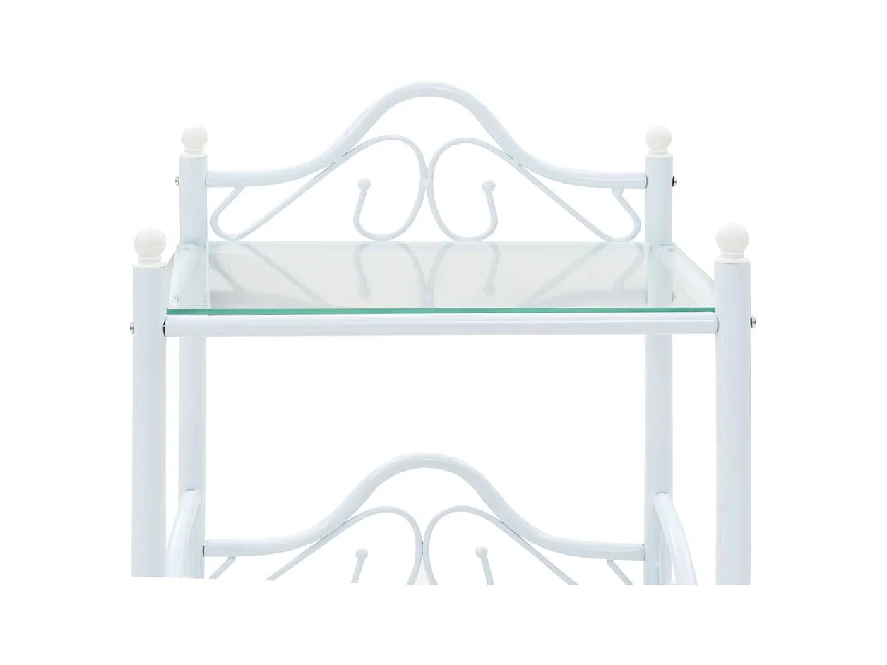 Mesa de cabeceira cômoda guarda-roupa móveis de quarto aço e vidro temperado 45 x 30 5 x 60 cm branco 1402031