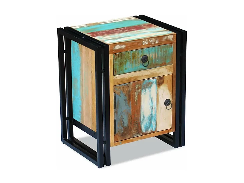 Mesita de noche cómoda armario muebles de dormitorio madera maciza recuperada 1402010