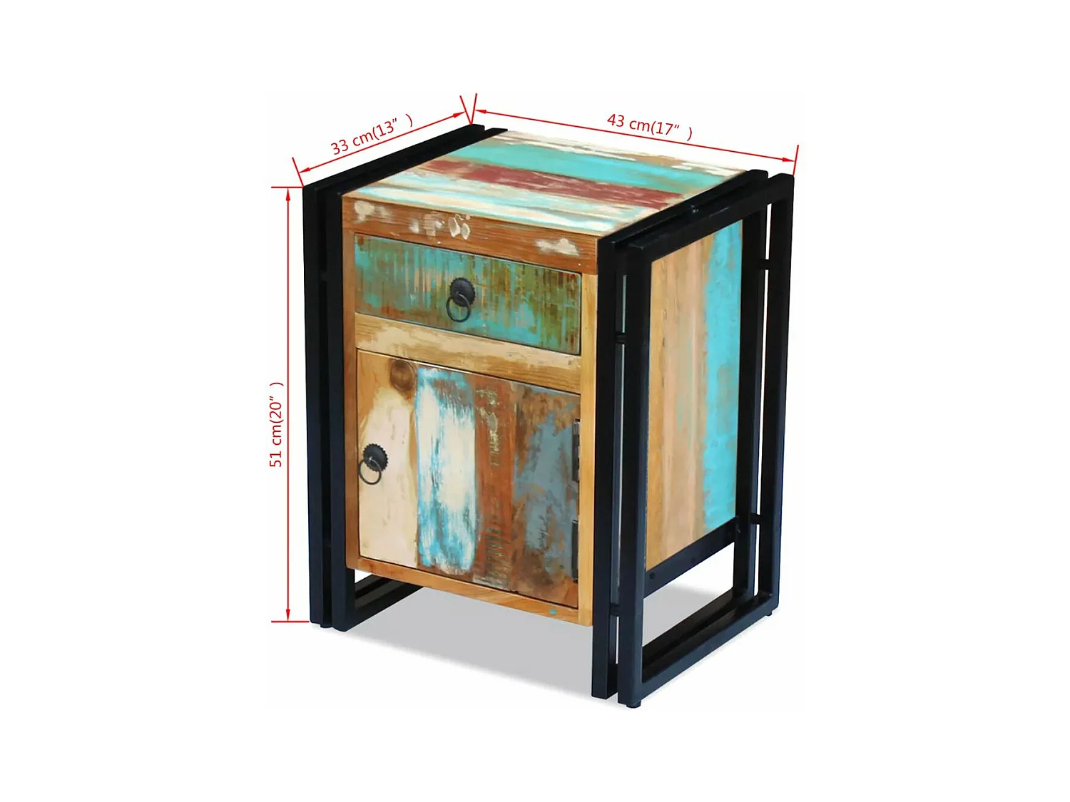 Table de nuit chevet bois marron 43 x 33 x 51 cm 1402010