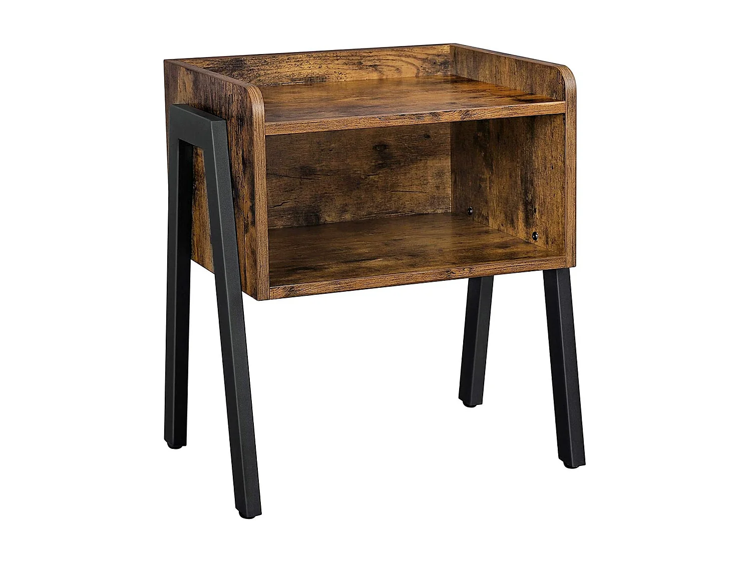 Mesita de noche Mesita de noche 42 x 35 x 52 cm Mesa de centro apilable con compartimento de almacenamiento abierto Patas de metal retro vintage 12_0001039