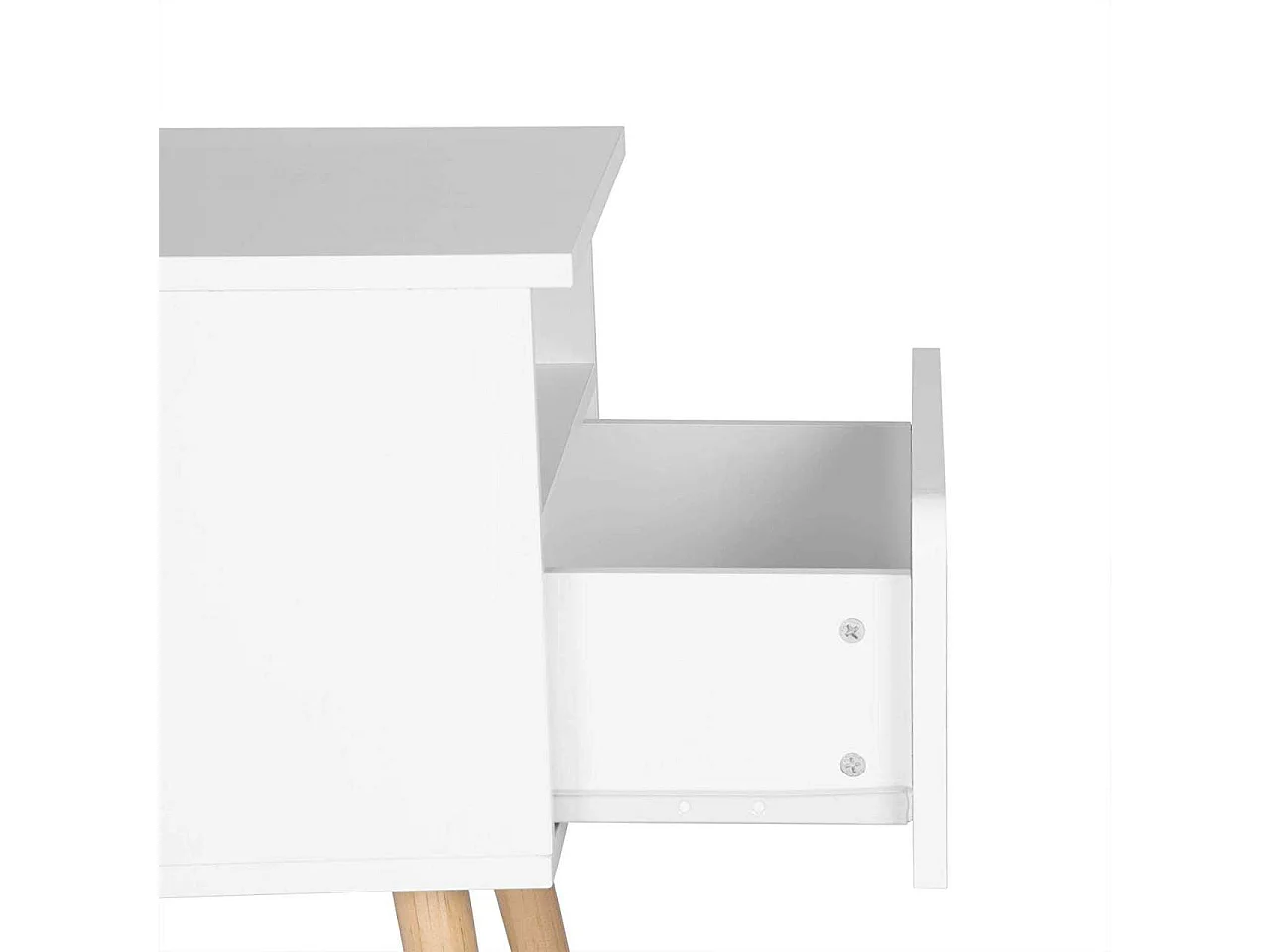 Mesita de noche con cajones y compartimento en madera blanca 19_0000457