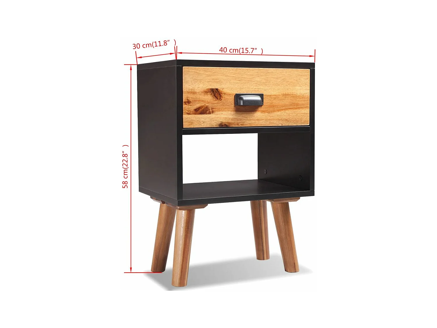 Table de nuit chevet bois marron 40 x 30 x 58 cm 1402134