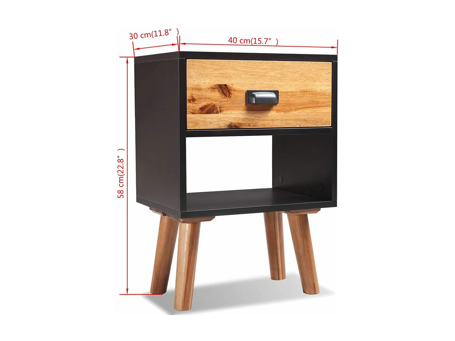 Table de nuit chevet bois marron 40 x 30 x 58 cm 1402134