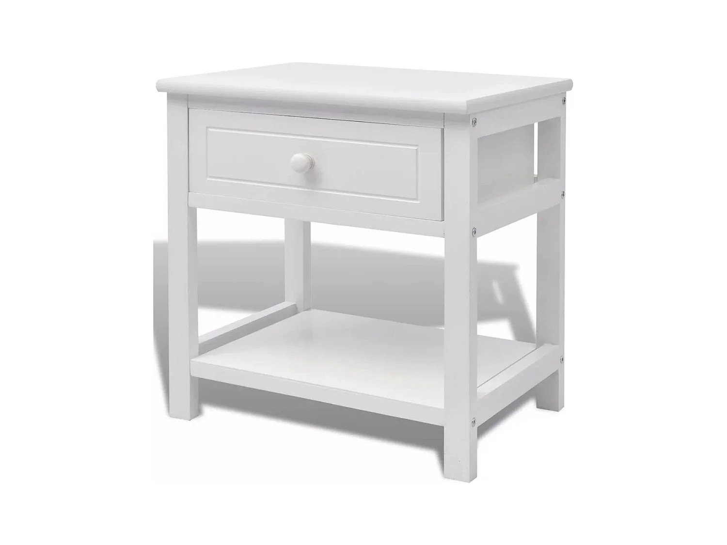 Mesita de noche, cómoda, mueble de dormitorio, madera blanca, 1402093