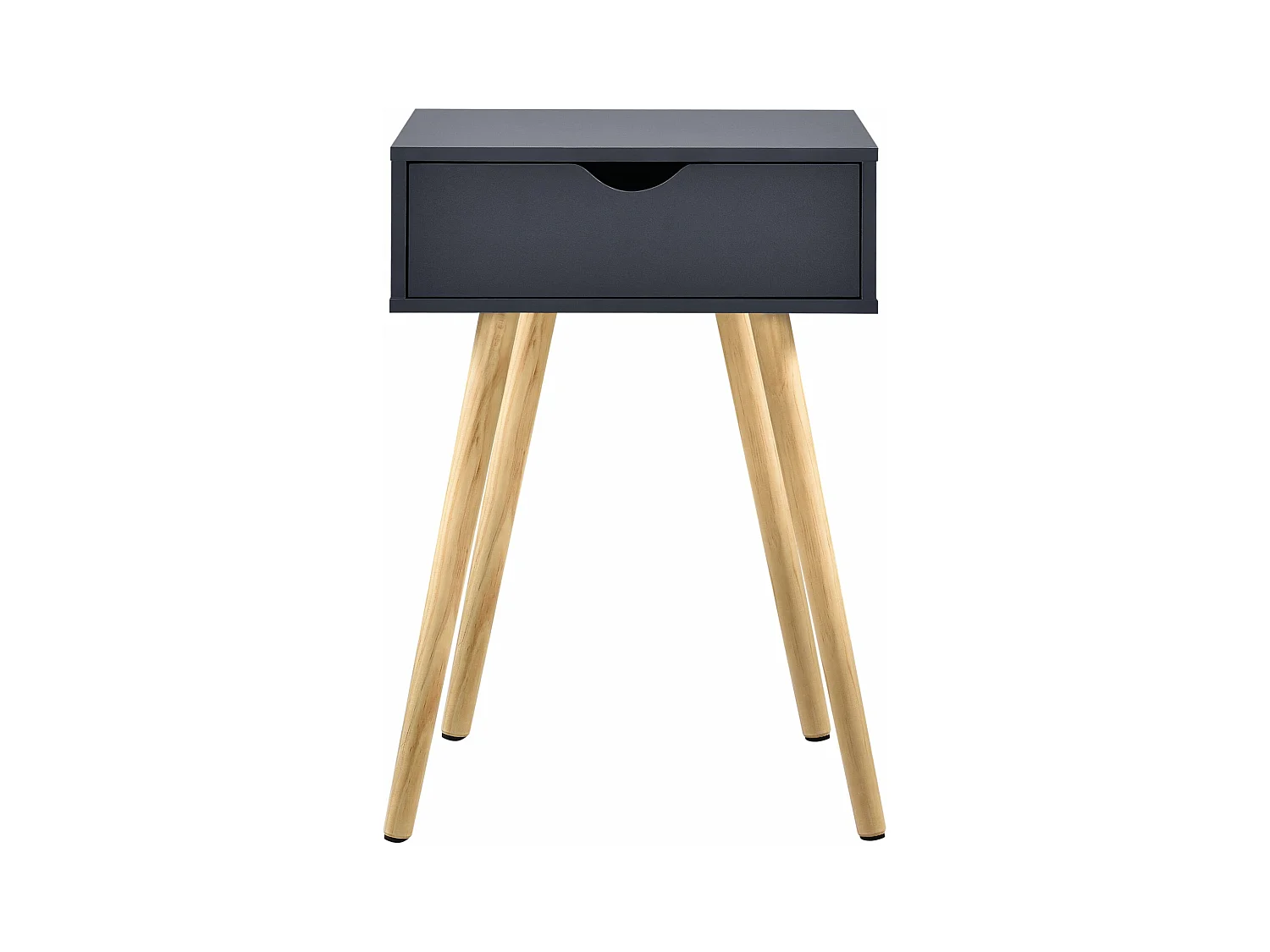 Mesita con cajón mesita de noche cómoda mueble de almacenamiento patas de mesa de pino 60 cm gris oscuro 03_0003142