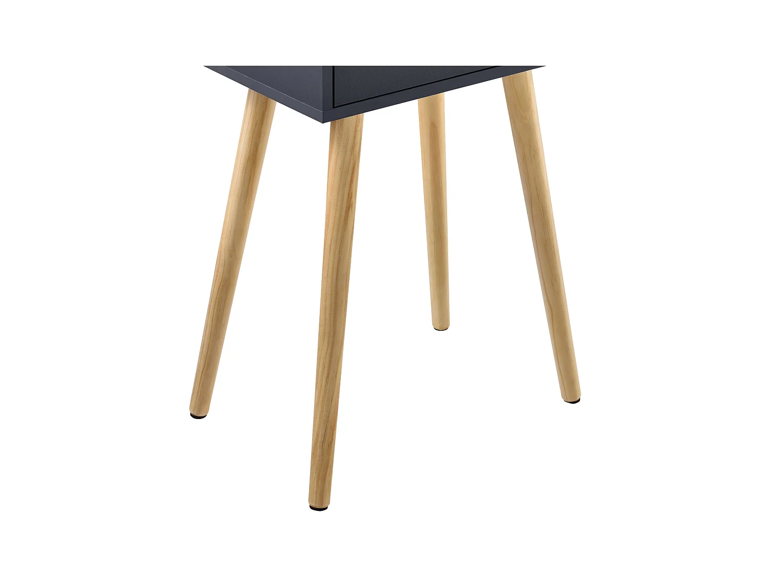 Mesita con cajón mesita de noche cómoda mueble de almacenamiento patas de mesa de pino 60 cm gris oscuro 03_0003142