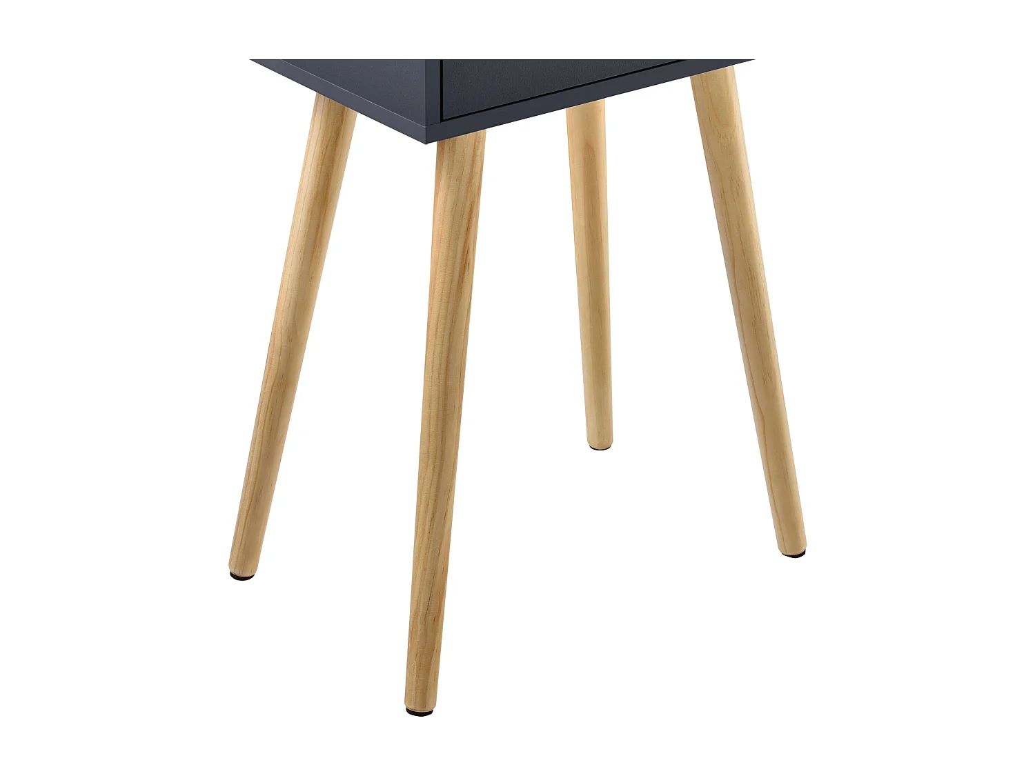 Mesita con cajón mesita de noche cómoda mueble de almacenamiento patas de mesa de pino 60 cm gris oscuro 03_0003142