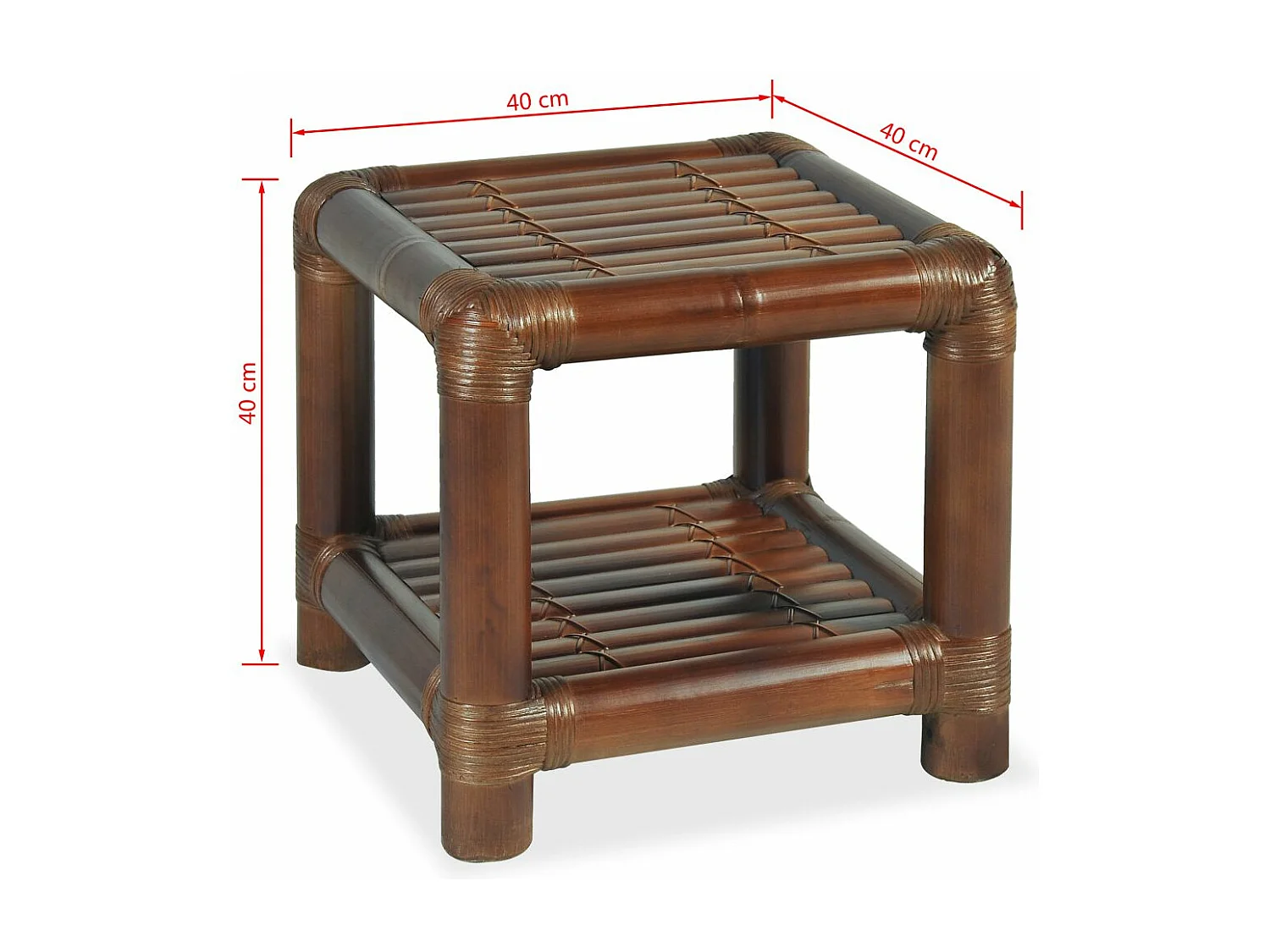 Table de nuit chevet bambou marron 40 x 40 x 40 cm 1402044