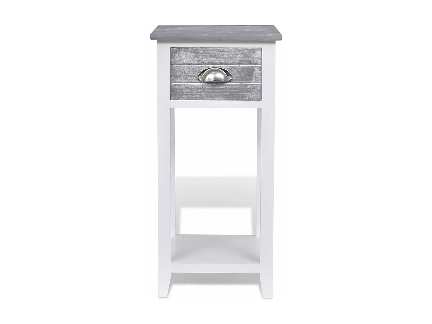 Mesita de noche cómoda mueble de dormitorio con 1 cajón gris y blanco 1402176