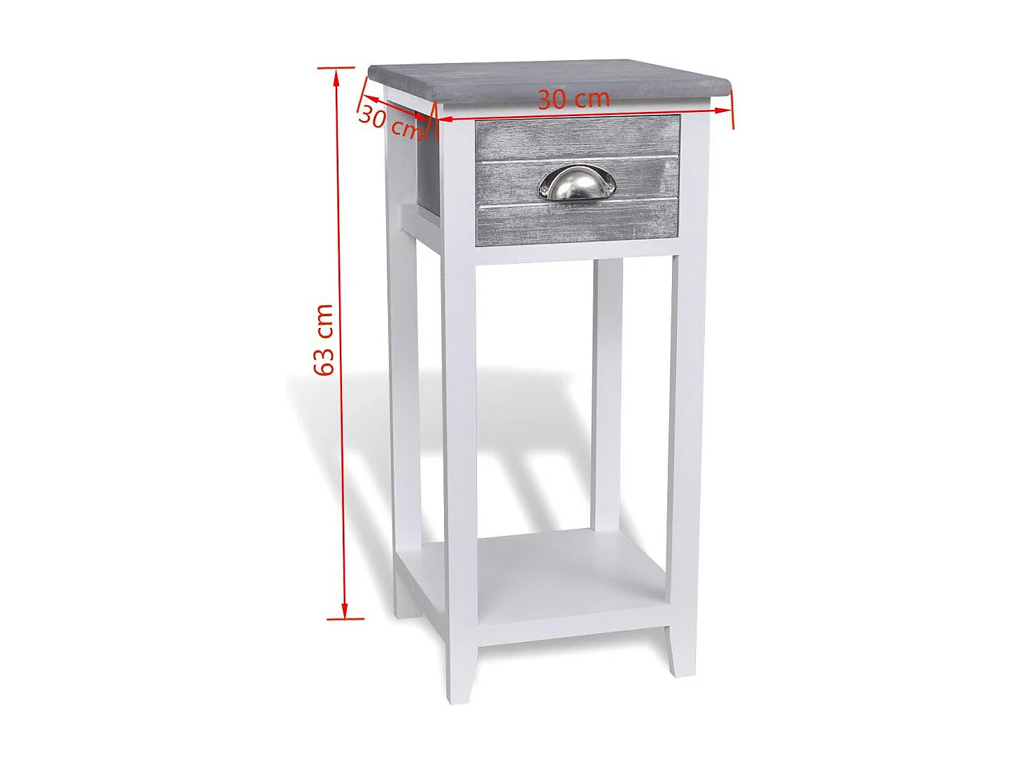 Mesita de noche cómoda mueble de dormitorio con 1 cajón gris y blanco 1402176