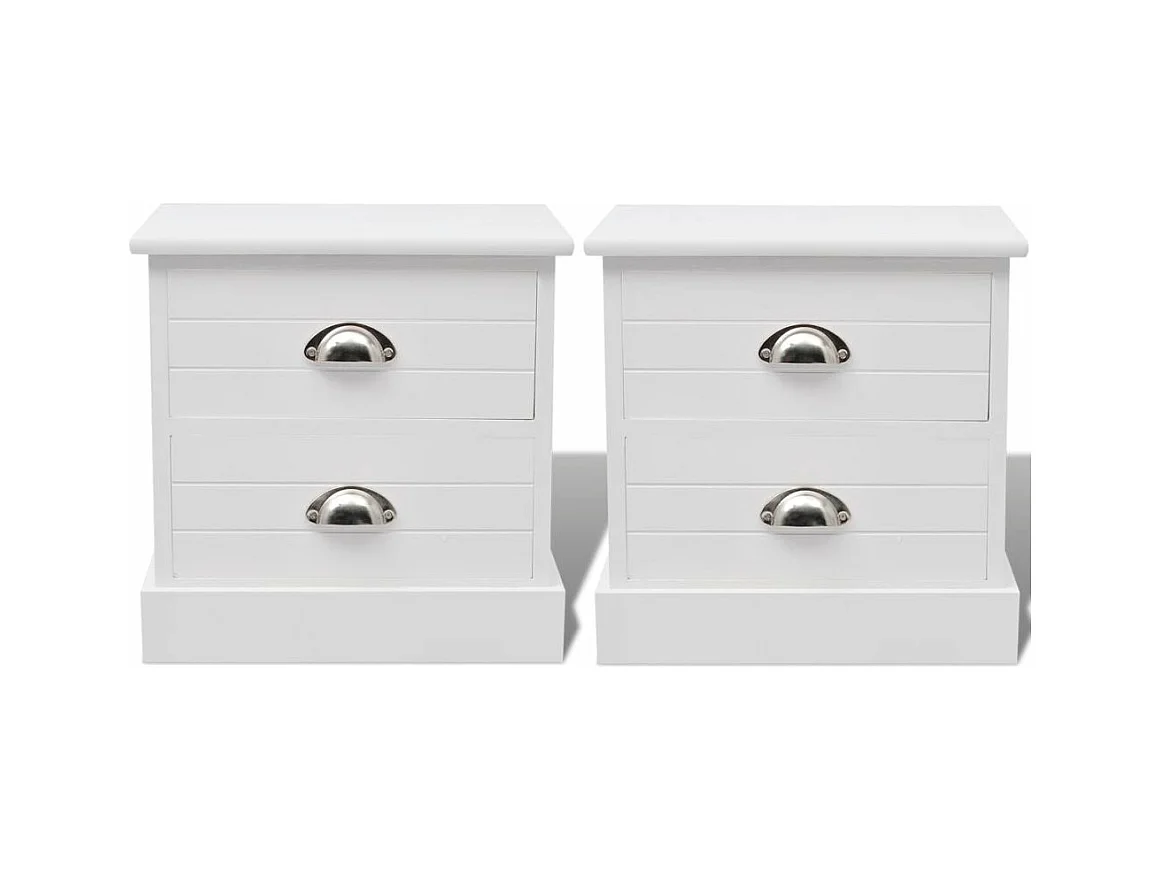 Mesita de noche cómoda muebles de dormitorio 2 piezas blanco 1402097