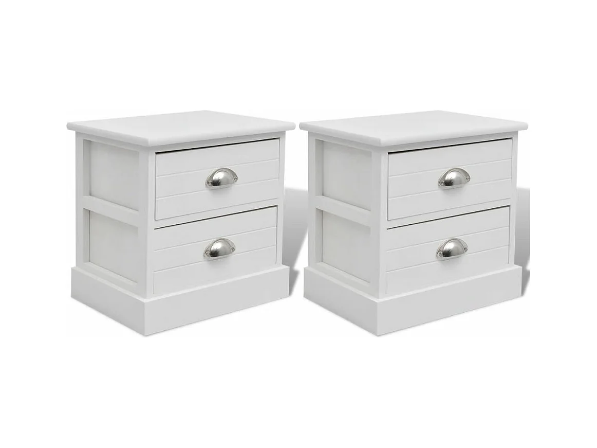 Mesita de noche cómoda muebles de dormitorio 2 piezas blanco 1402097