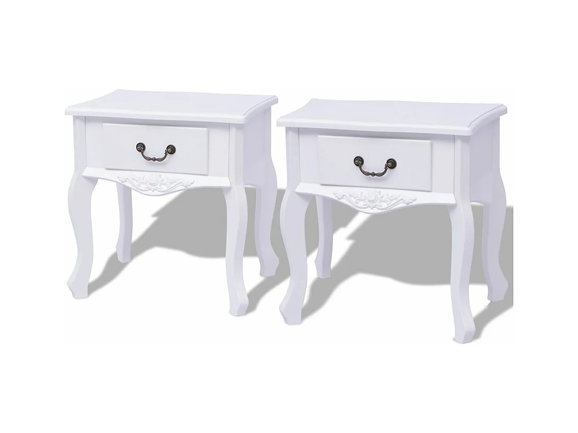 Mesita de noche cómoda armario muebles de dormitorio 2 piezas mdf blanco 1402181