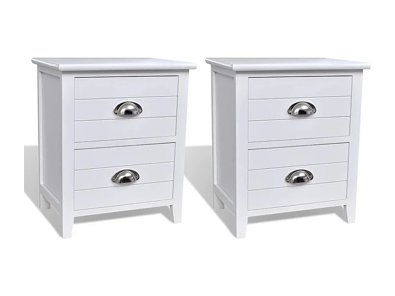 Juego de 2 mesitas de noche, cómoda, mueble de dormitorio con 2 cajones, blanco 1402121