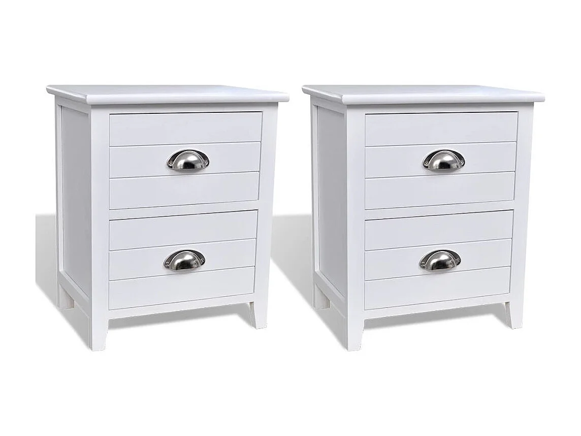 Juego de 2 mesitas de noche, cómoda, mueble de dormitorio con 2 cajones, blanco 1402121