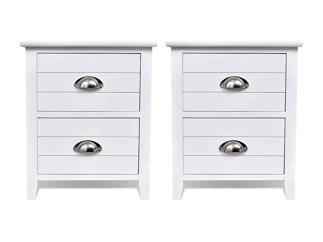 Juego de 2 mesitas de noche, cómoda, mueble de dormitorio con 2 cajones, blanco 1402121
