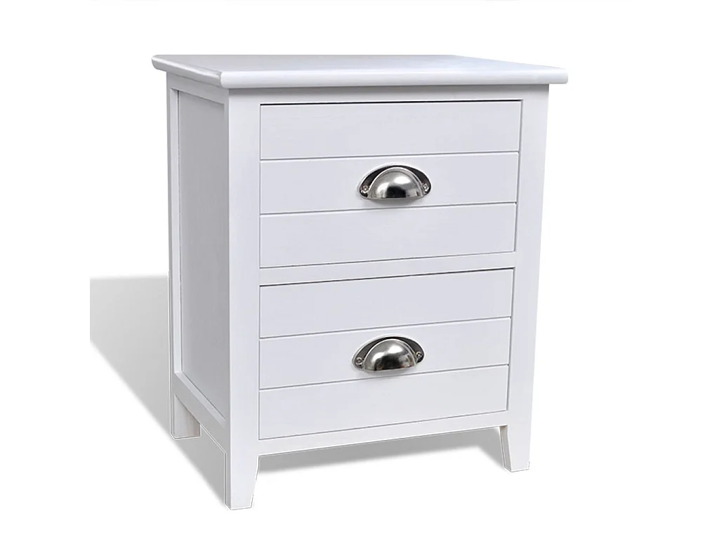 Juego de 2 mesitas de noche, cómoda, mueble de dormitorio con 2 cajones, blanco 1402121