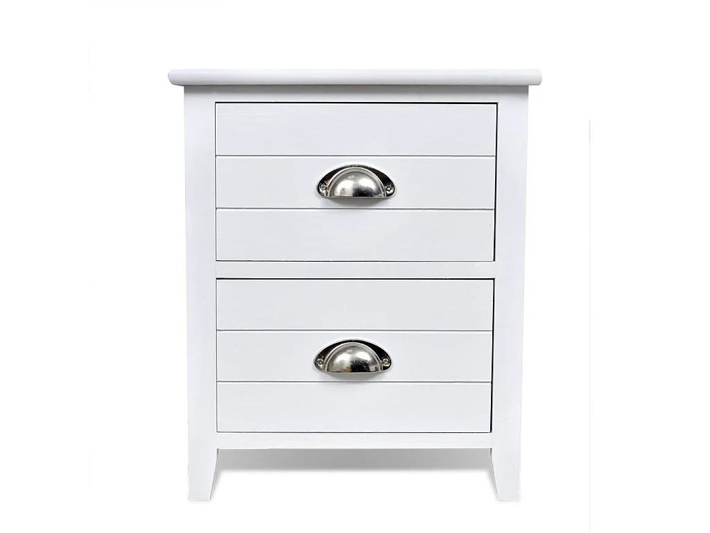 Juego de 2 mesitas de noche, cómoda, mueble de dormitorio con 2 cajones, blanco 1402121