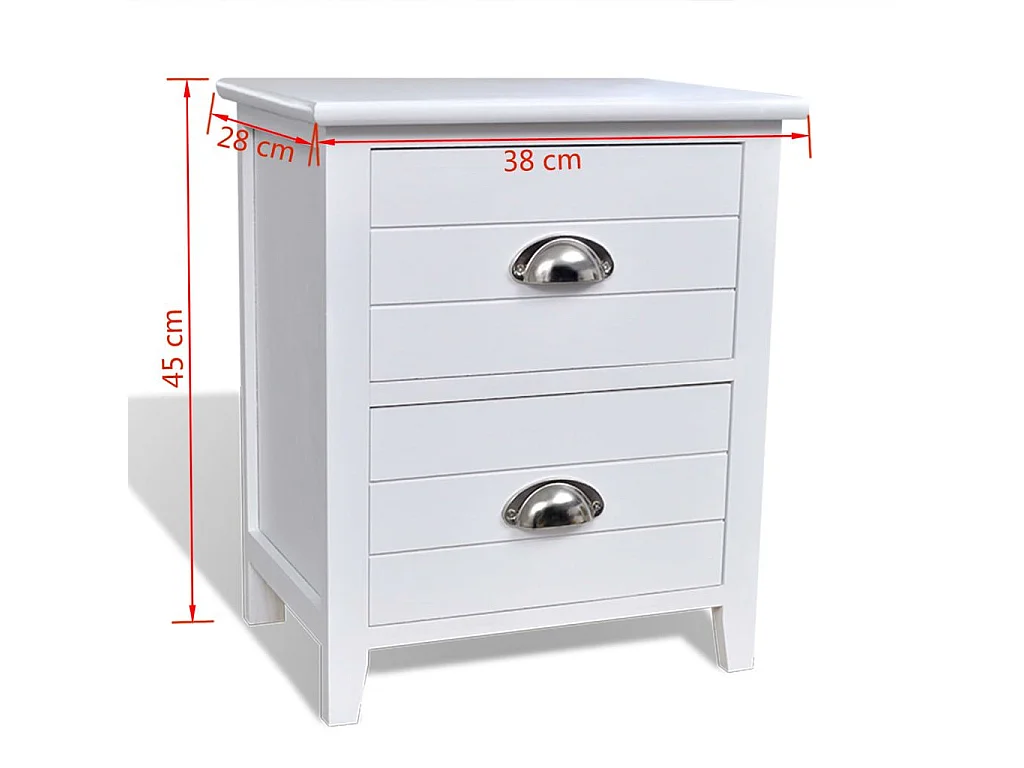 Juego de 2 mesitas de noche, cómoda, mueble de dormitorio con 2 cajones, blanco 1402121