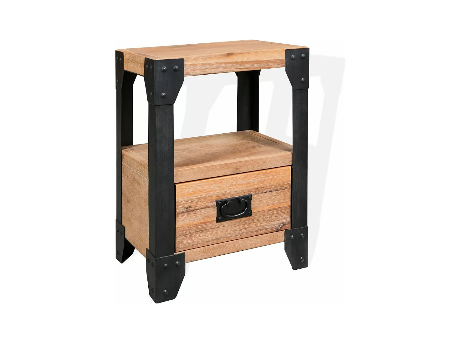 Mesita de noche, cómoda, armario, muebles de dormitorio, madera de acacia, acero, 40 x 30 x 54 cm 1402125