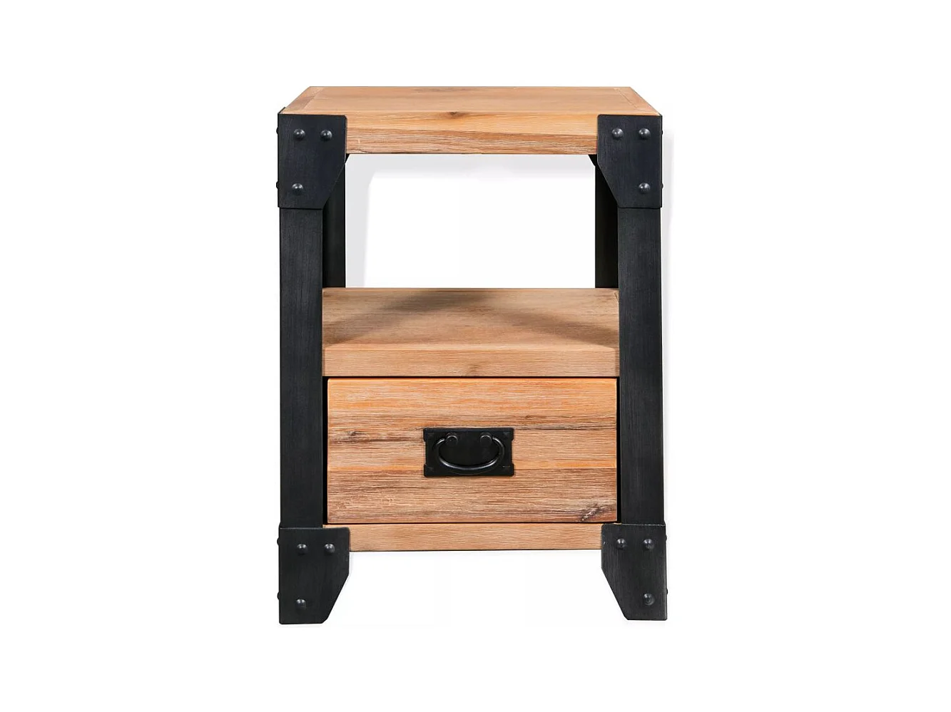 Mesita de noche, cómoda, armario, muebles de dormitorio, madera de acacia, acero, 40 x 30 x 54 cm 1402125