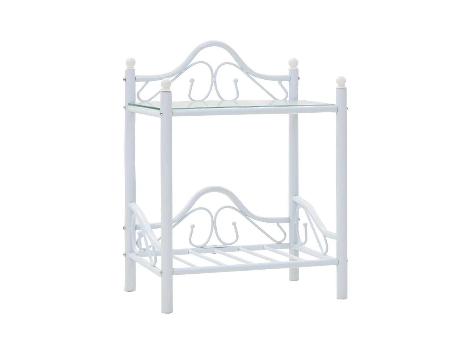 Mesita de noche cómoda armario mueble dormitorio 2 piezas acero y vidrio templado 45x30 5x60 cm blanco 1402032