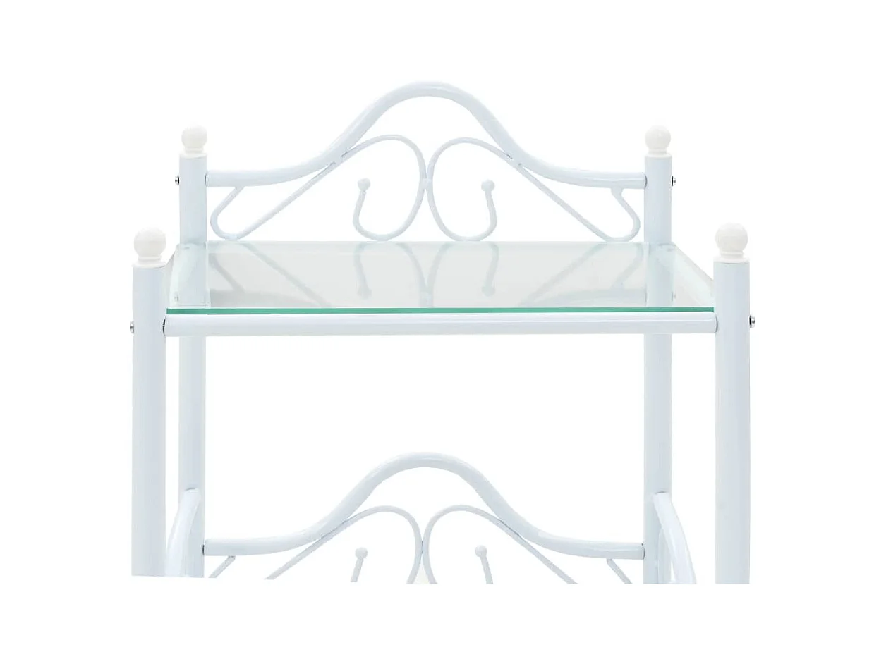 Mesita de noche cómoda armario mueble dormitorio 2 piezas acero y vidrio templado 45x30 5x60 cm blanco 1402032