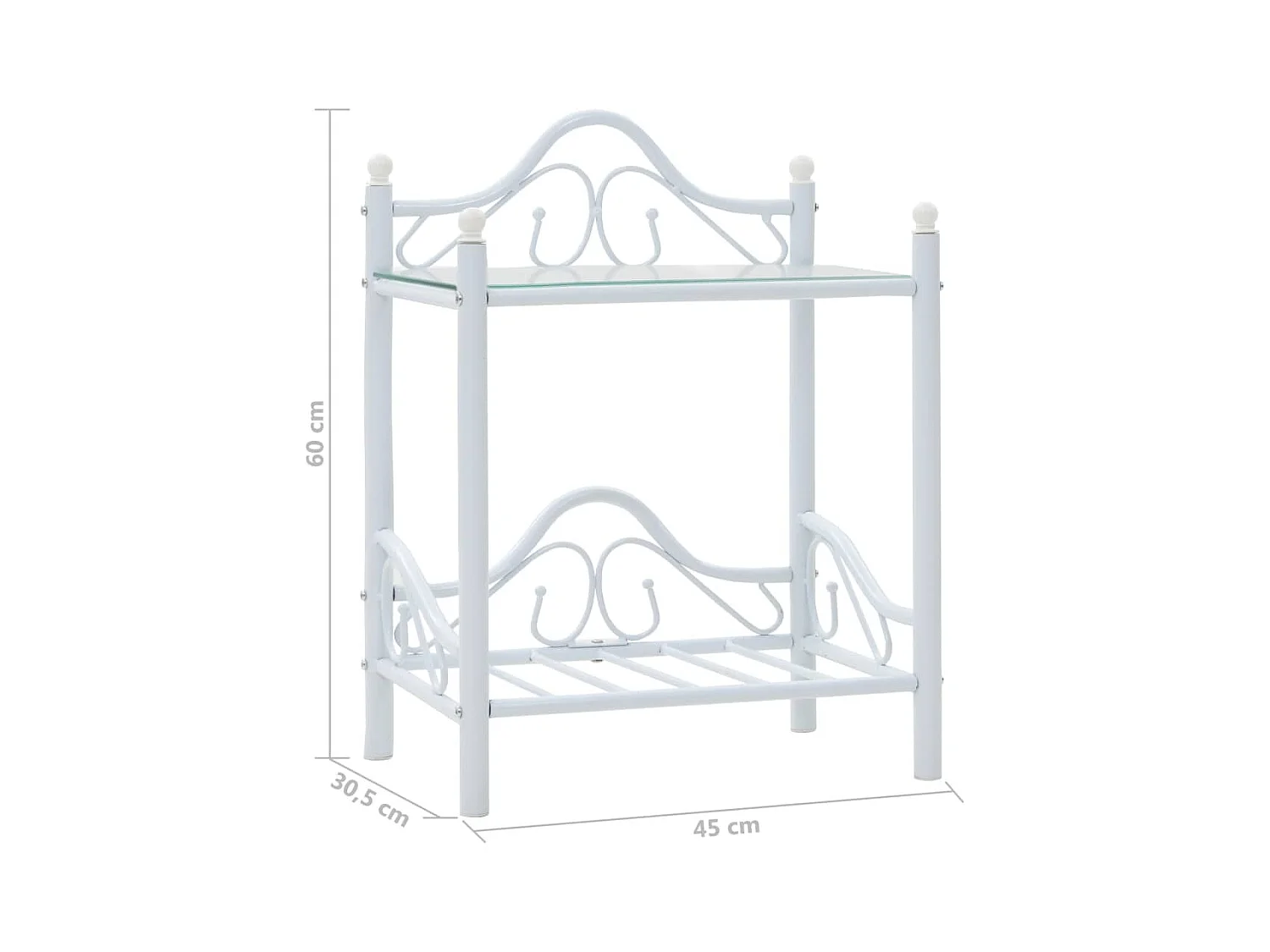 Mesita de noche cómoda armario mueble dormitorio 2 piezas acero y vidrio templado 45x30 5x60 cm blanco 1402032