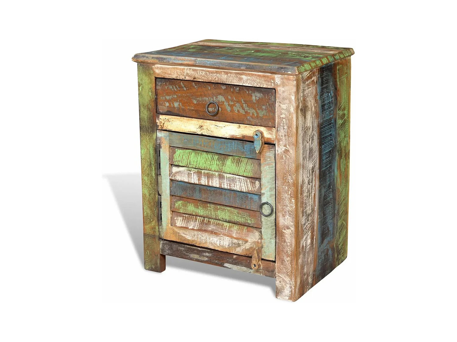 Comodino camera da letto cassettiera angolare con 1 cassetto e 1 anta in legno di recupero 1402161