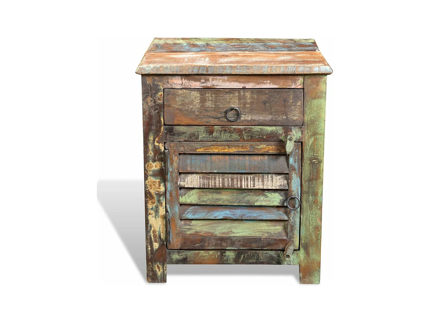 Comodino camera da letto cassettiera angolare con 1 cassetto e 1 anta in legno di recupero 1402161