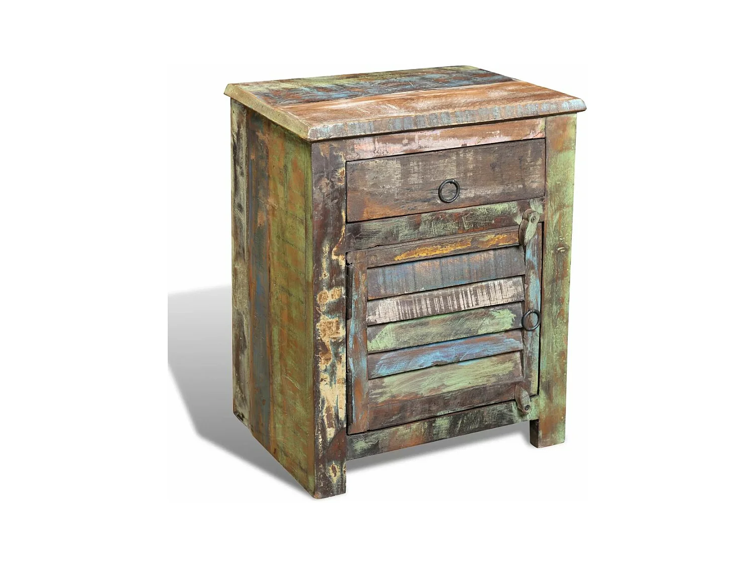 Comodino camera da letto cassettiera angolare con 1 cassetto e 1 anta in legno di recupero 1402161