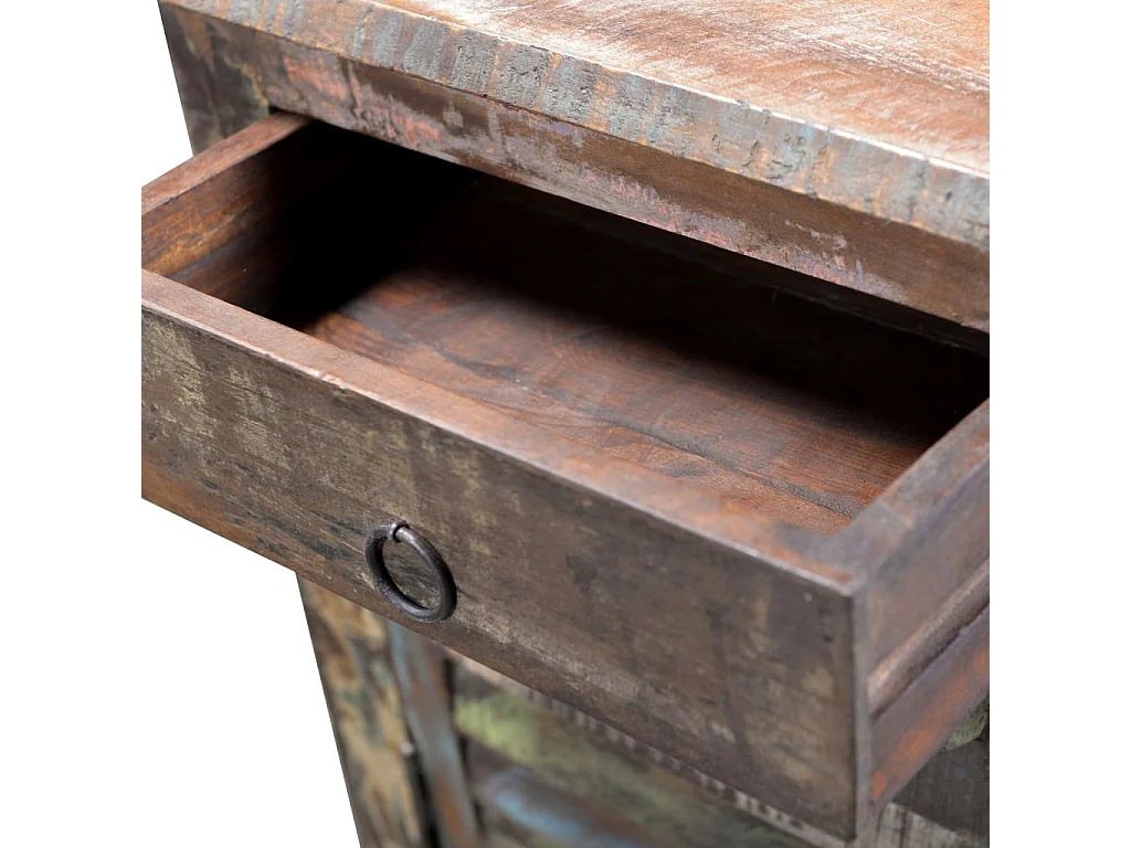 Mesita de noche cómoda de dormitorio mueble esquinero con 1 cajón y 1 puerta de madera recuperada 1402161