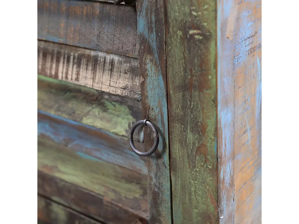 Mesita de noche cómoda de dormitorio mueble esquinero con 1 cajón y 1 puerta de madera recuperada 1402161