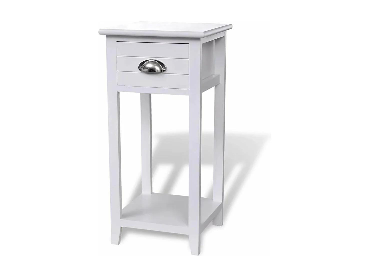 Mesa de cabeceira móvel de quarto com 1 gaveta branca 1402168