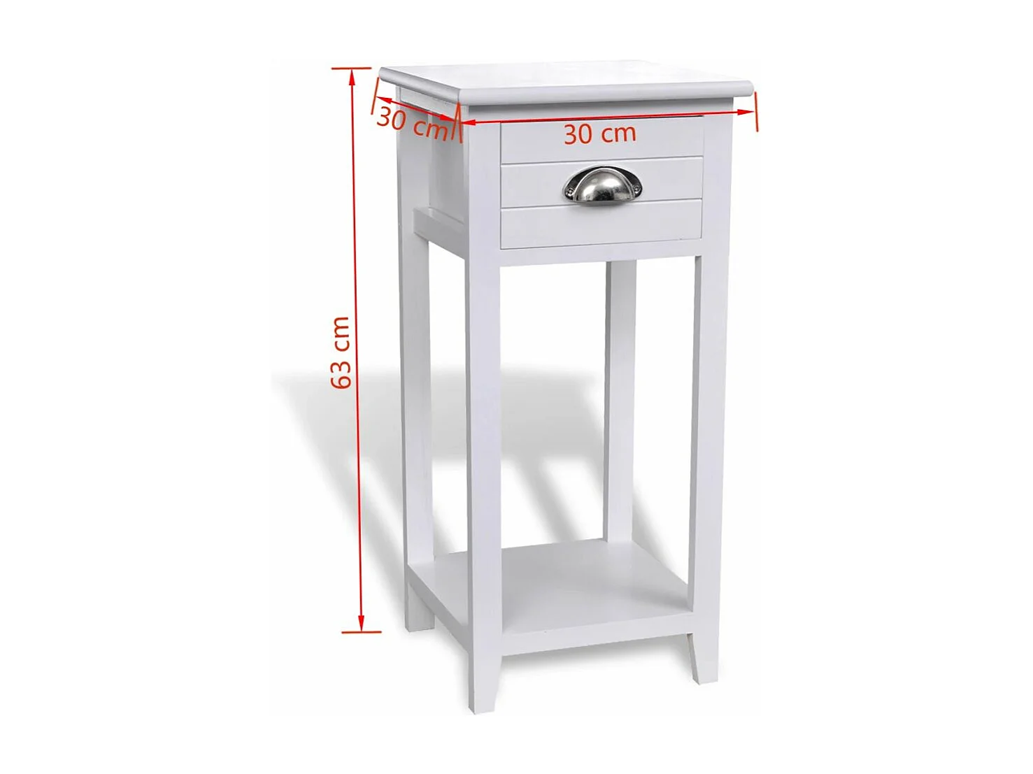 Mesa de cabeceira móvel de quarto com 1 gaveta branca 1402168