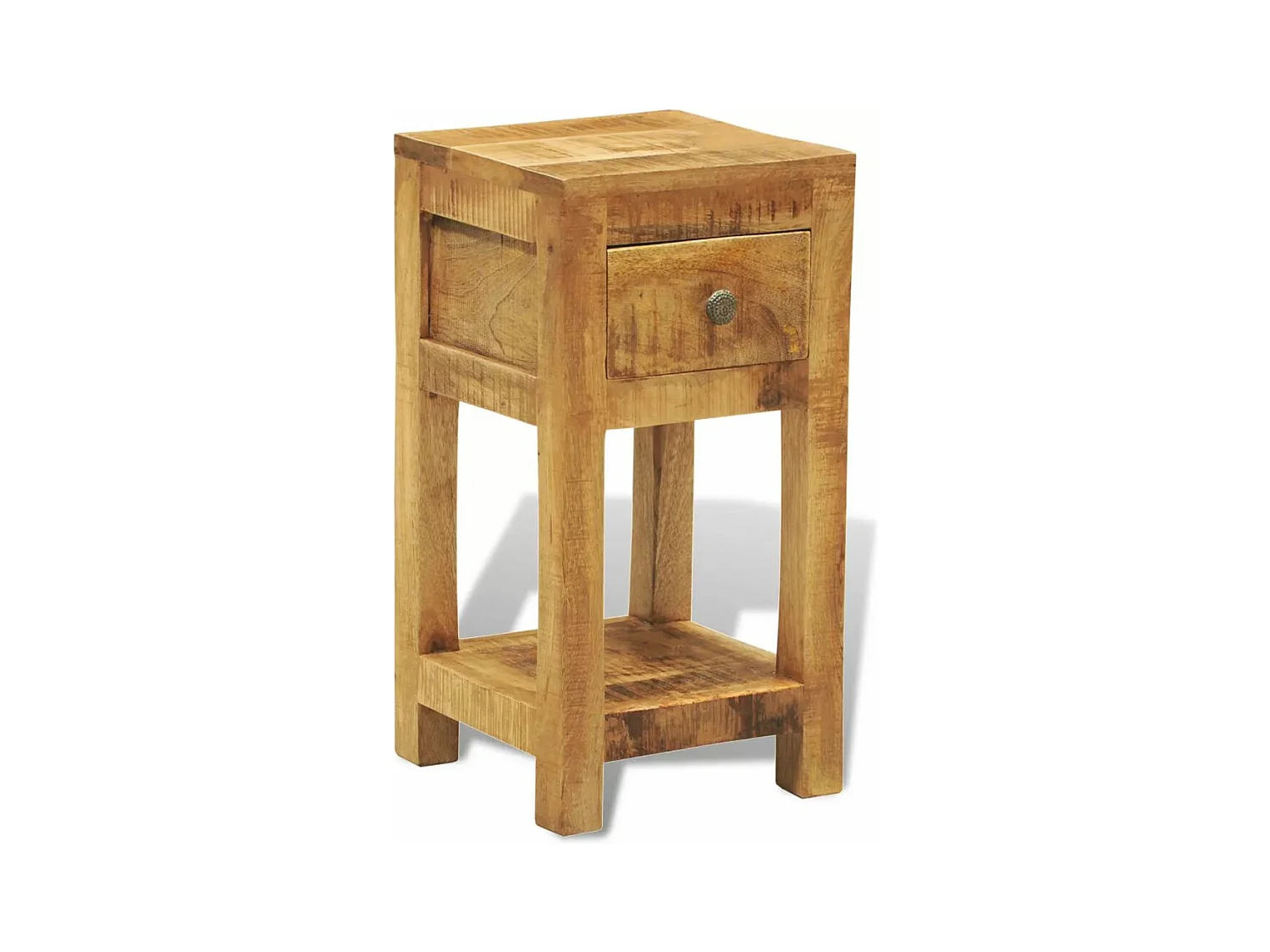 Mesa de cabeceira móvel de quarto com 1 gaveta em madeira de mangueira maciça 1402042