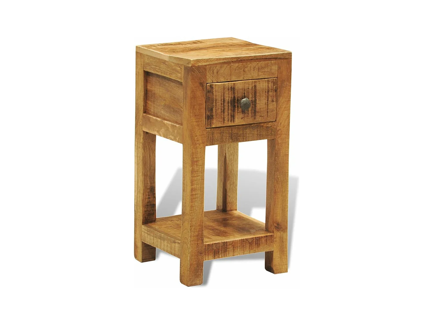 Mesa de cabeceira móvel de quarto com 1 gaveta em madeira de mangueira maciça 1402042