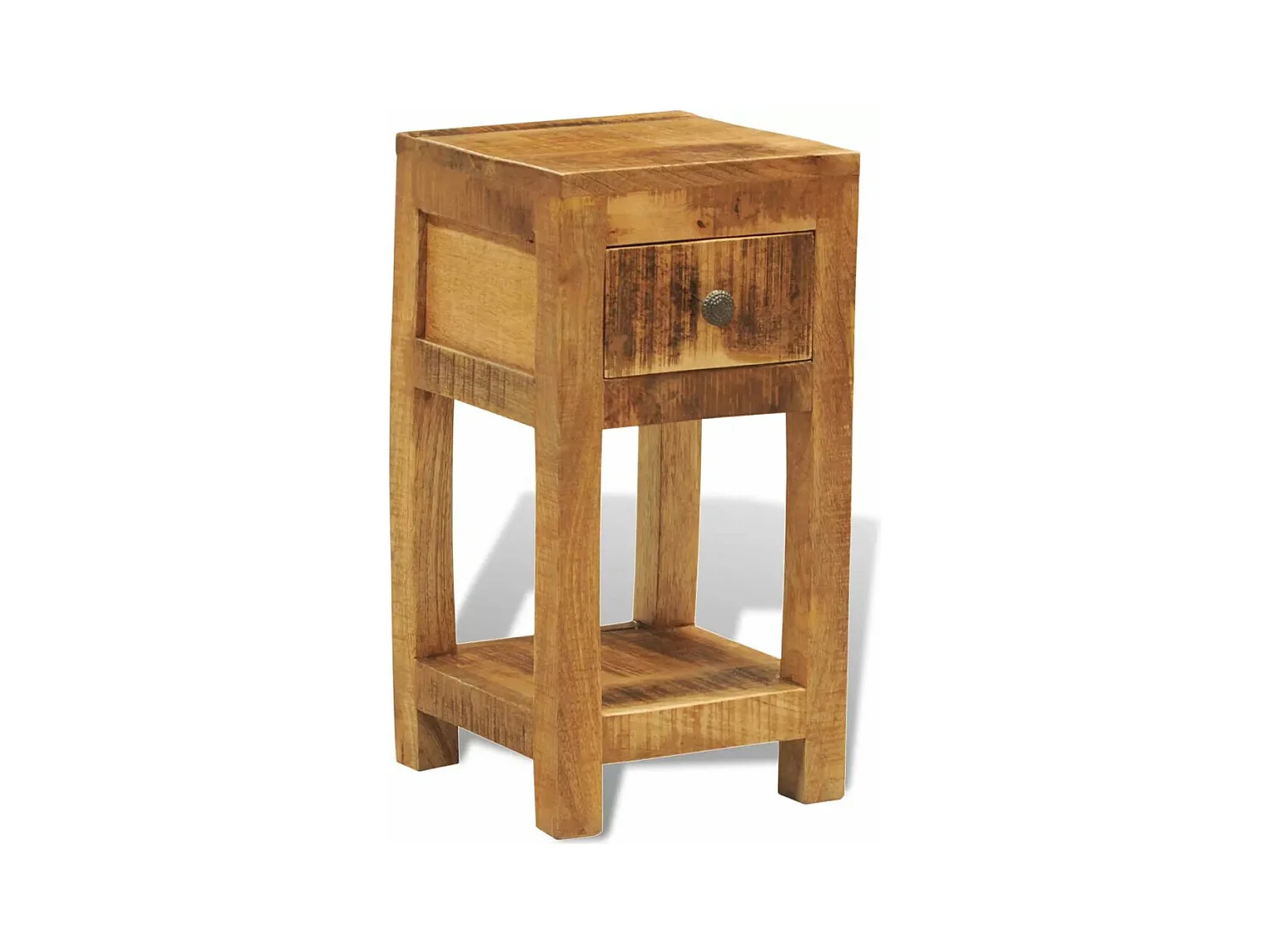 Mesa de cabeceira móvel de quarto com 1 gaveta em madeira de mangueira maciça 1402042