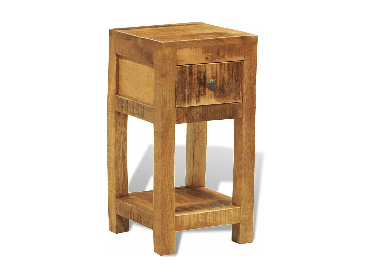 Mesa de cabeceira móvel de quarto com 1 gaveta em madeira de mangueira maciça 1402042