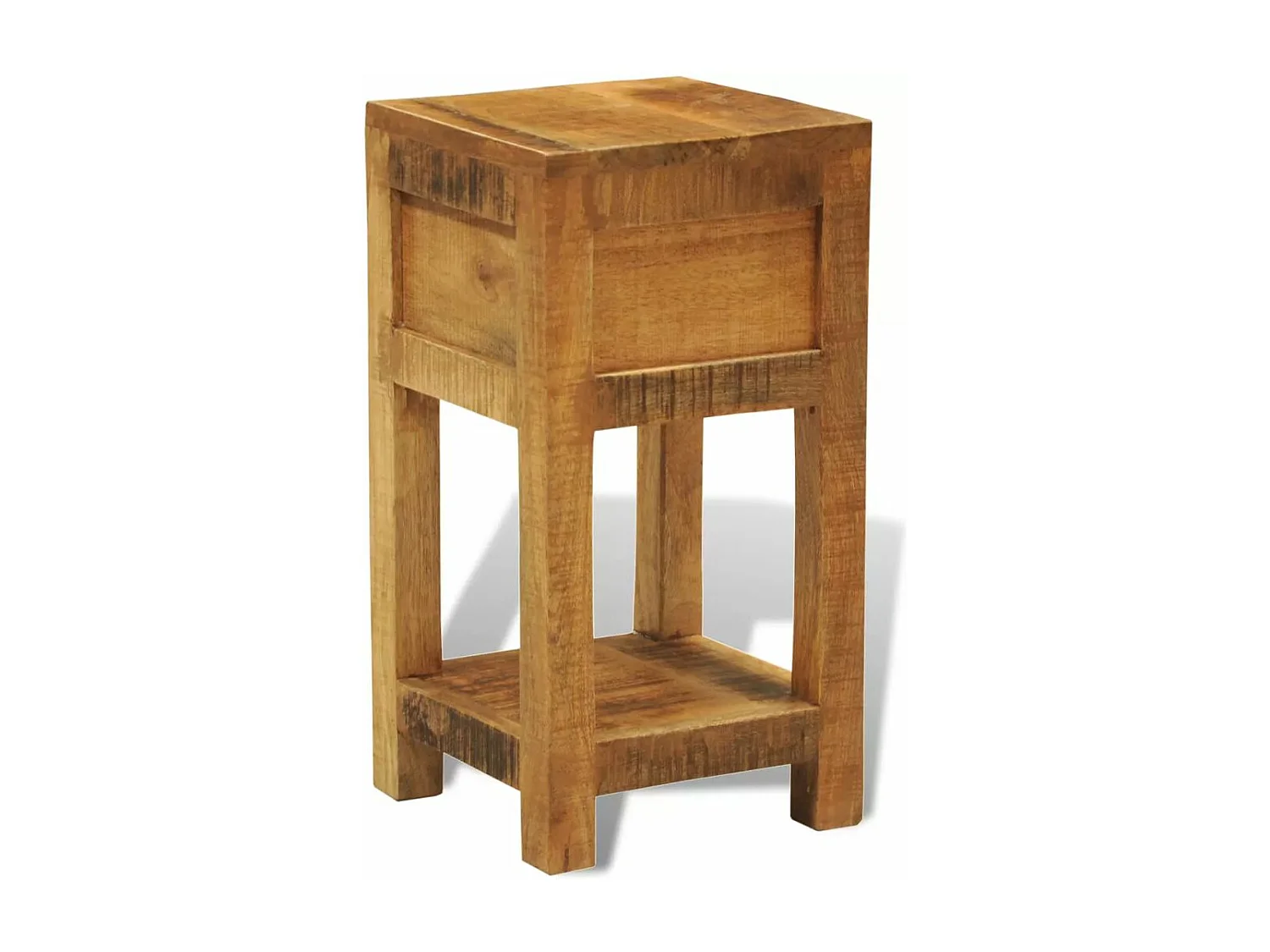 Mesa de cabeceira móvel de quarto com 1 gaveta em madeira de mangueira maciça 1402042