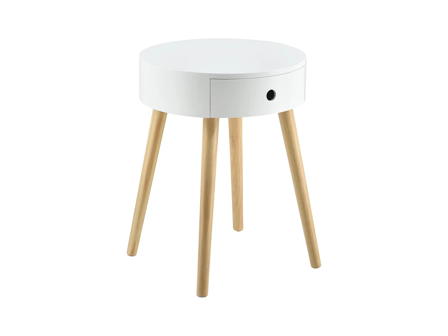 Petite table ronde avec effet bois blanche 38 x 38 x 50 cm 03_0003145