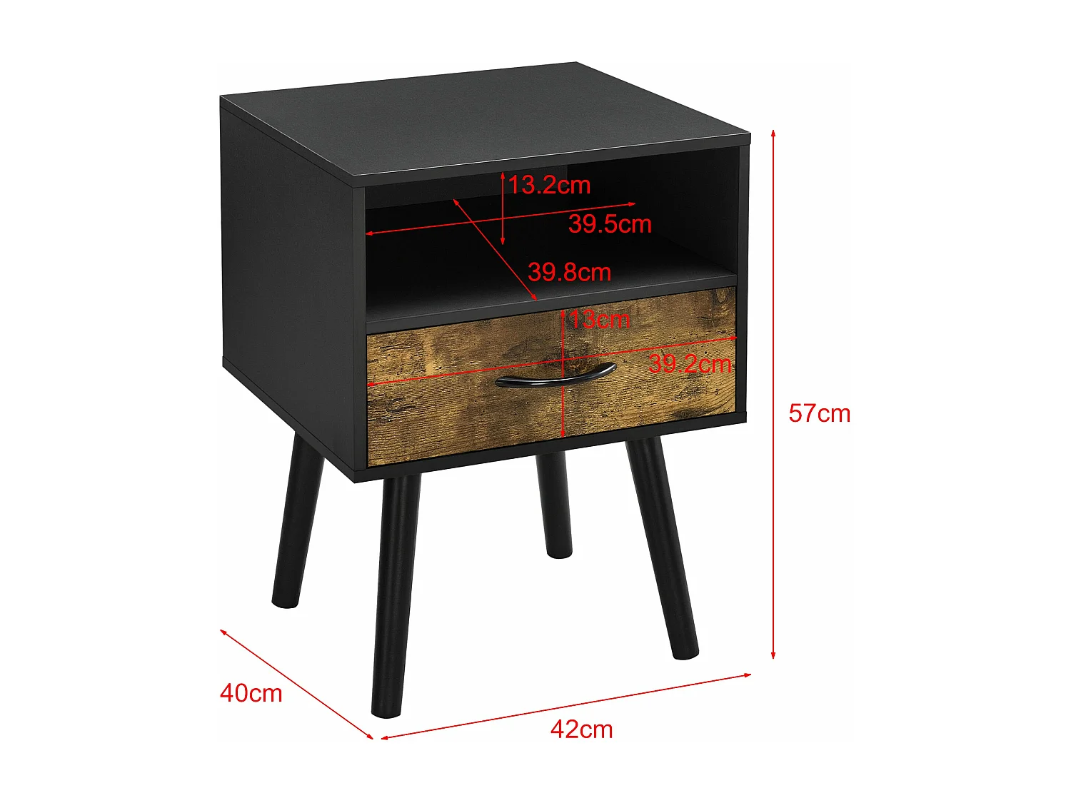 Mesita de noche cómoda con base de cajón mesita de noche con espacio de almacenamiento 57 cm negro 03_0006231