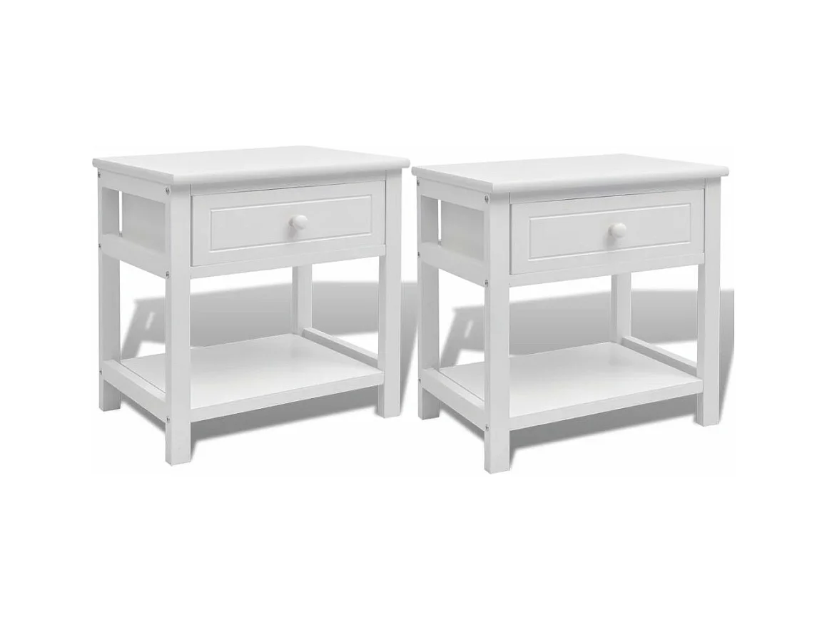 Mesita de noche cómoda muebles de dormitorio 2 piezas madera blanca 1402070