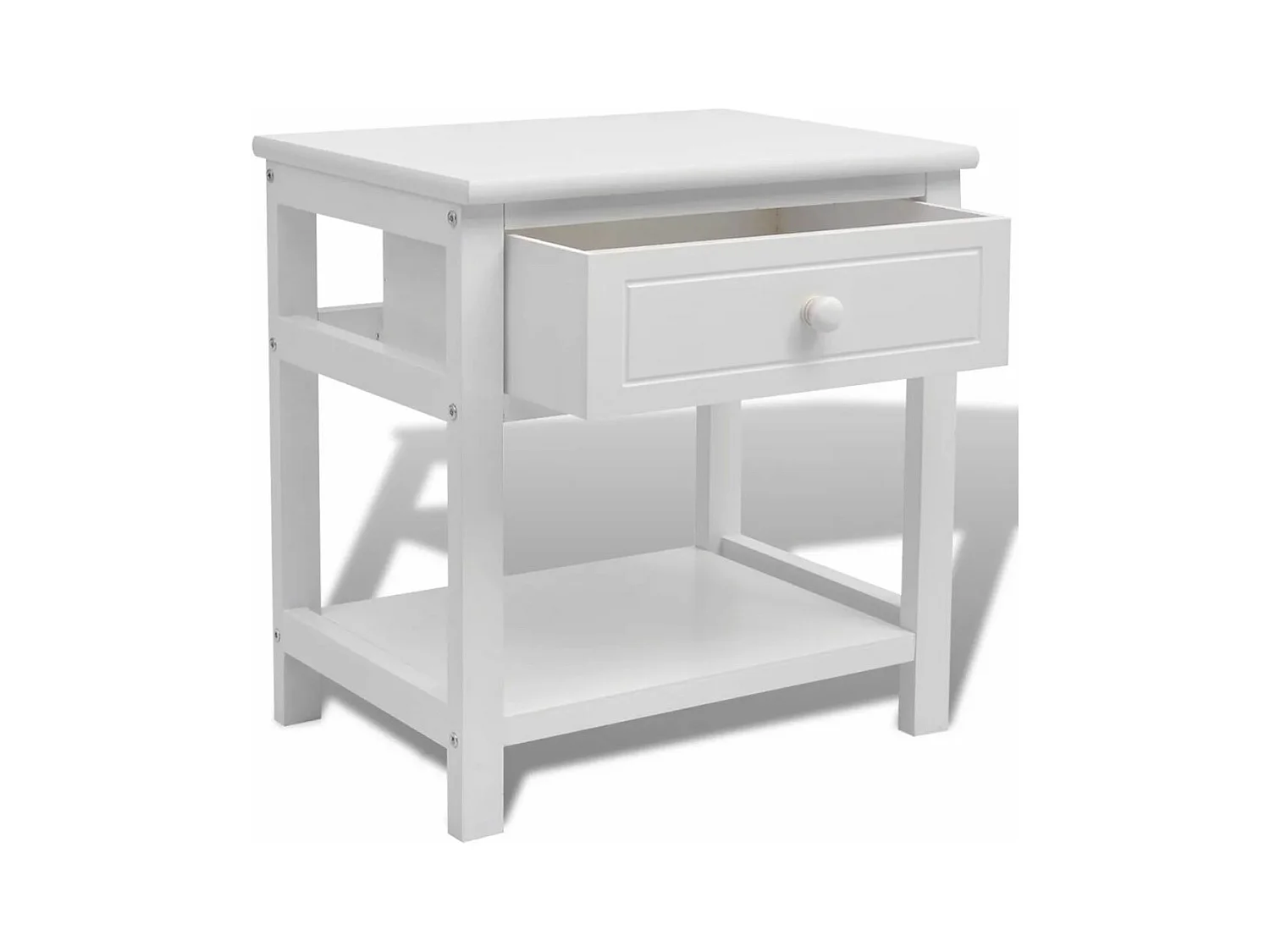 Mesita de noche cómoda muebles de dormitorio 2 piezas madera blanca 1402070