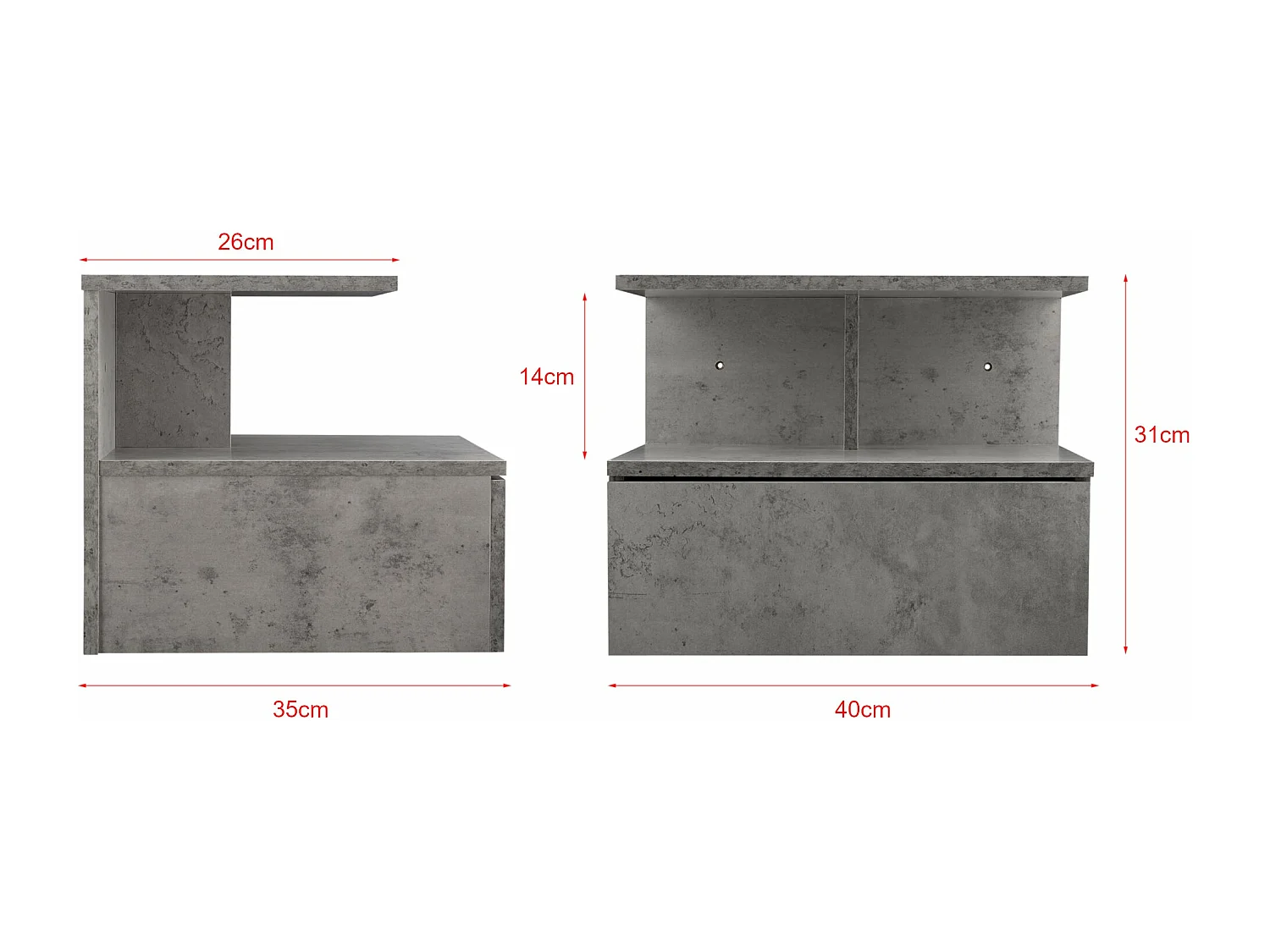 Armário de parede mesa de cabeceira com gaveta de armazenamento 40cm cinza 03_0000826